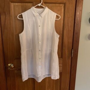 White Sleeveless Linen Blouse / Tunic